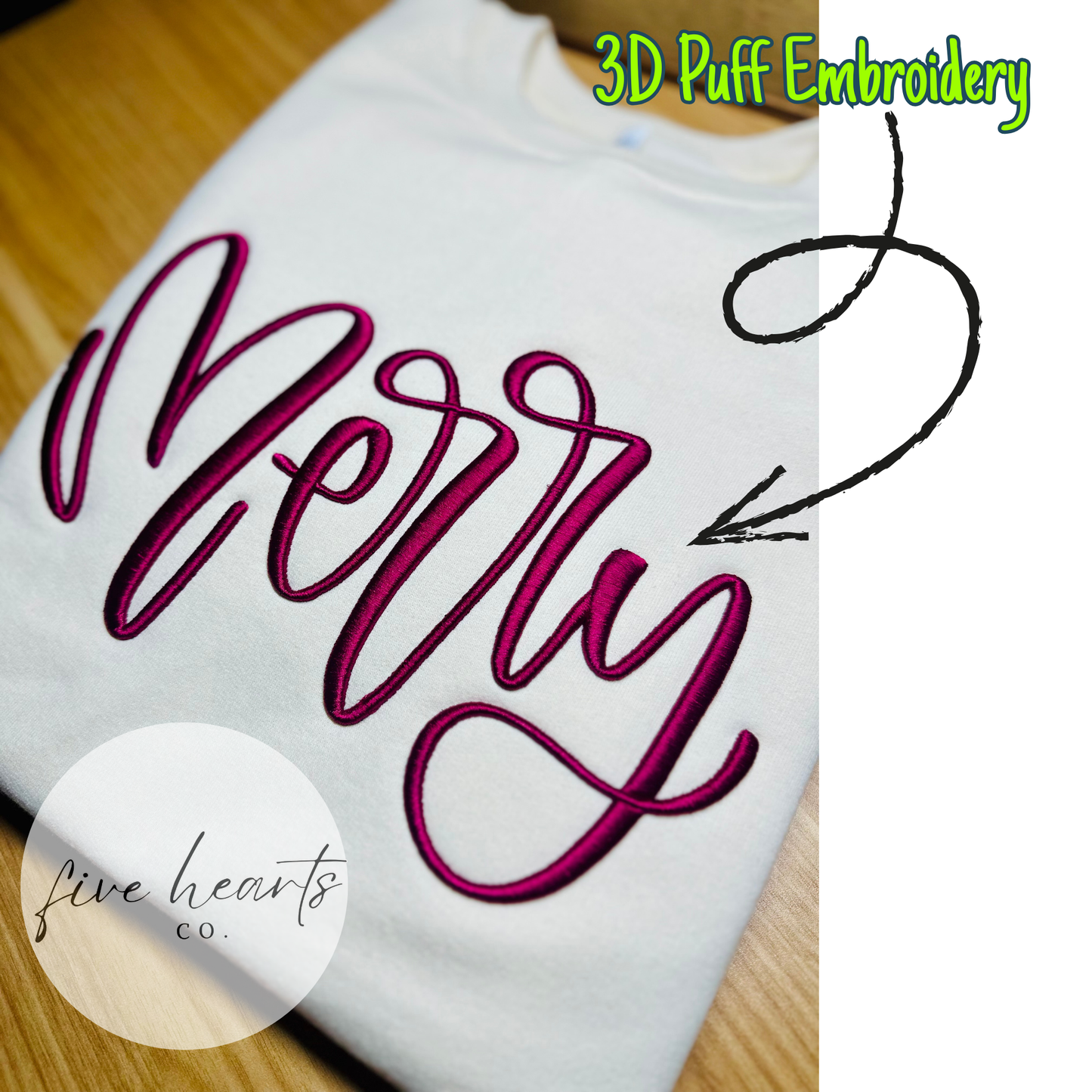 Merry | Embroidered | Puff Embroidery