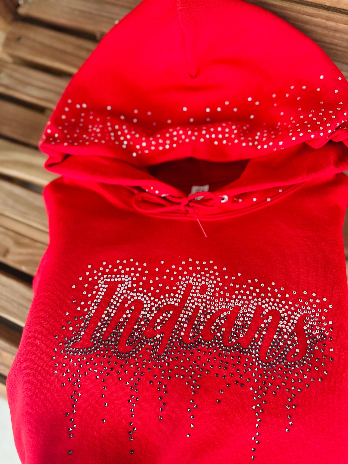 Rhinestone bling Indians hoodie w/hood bling