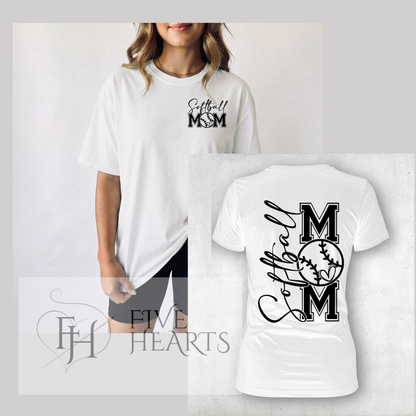 Softball Mom Front + Back Shirt | Game Day Softball Mom Tee
