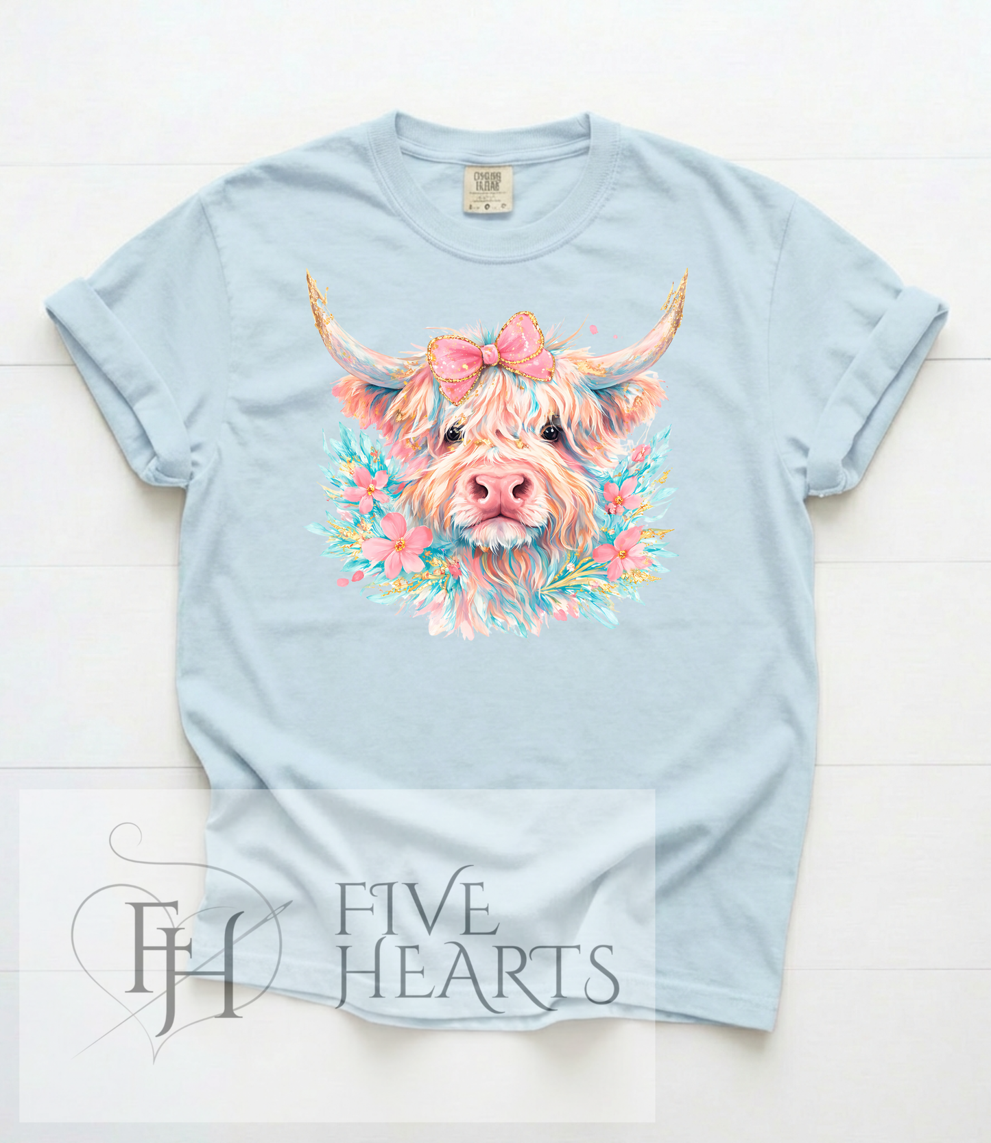 Pastel Highland Cow | Graphic Tee | DTF Printed