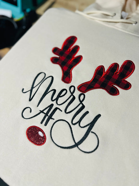 Merry AF | Embroidery | Glitter Applique Embroidery