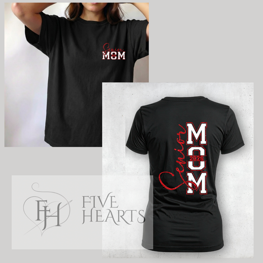 2026 Senior Mom Shirt | Pocket + Back | Red, Black White