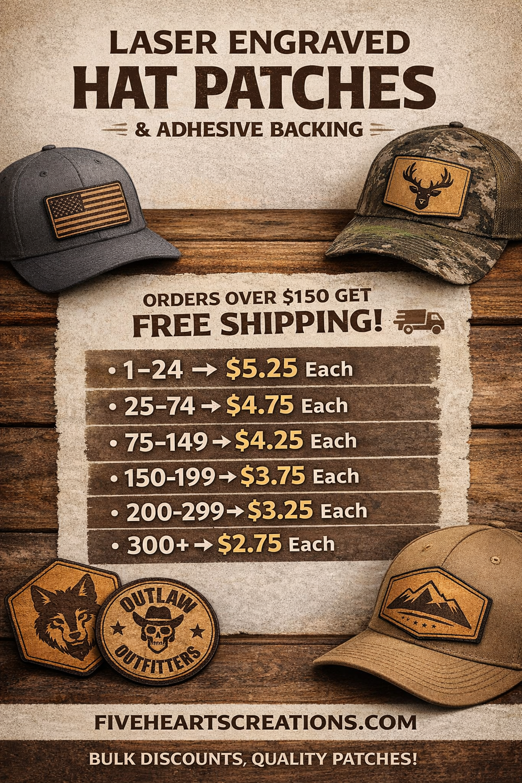 Custom Patches | Laser Engraved | Leatherette