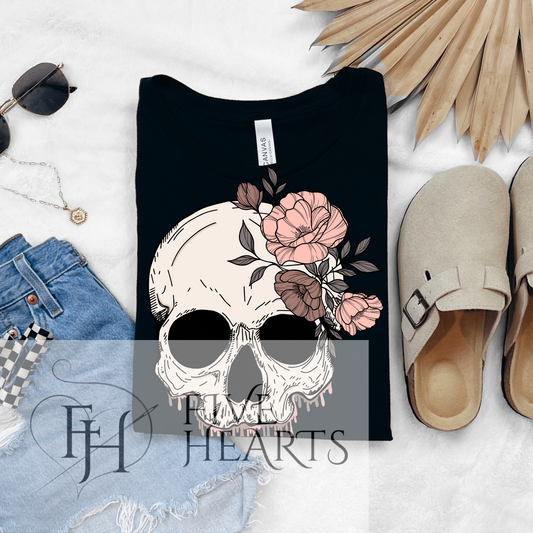 Floral Skellie | Graphic Tee | DTF Printed