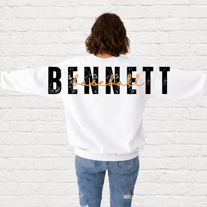 Bennett | Tigers Baseball Full Back | Team Apparel | DTF Printed