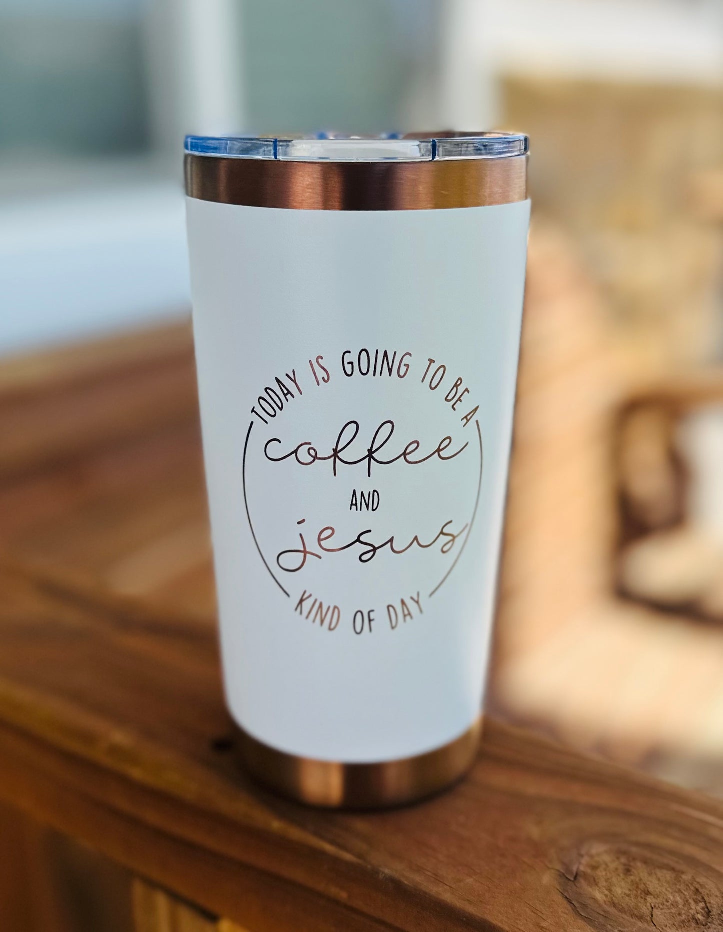 Coffee + Jesus 20 oz engraved cup w/lid and straw