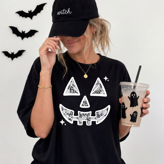 Lace Jack-O-Lantern Face | Halloween | Printed