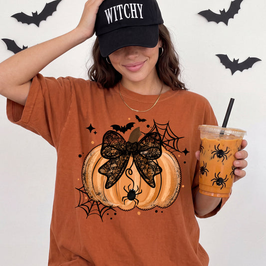 Lace Bow Pumpkin | Halloween | Printed