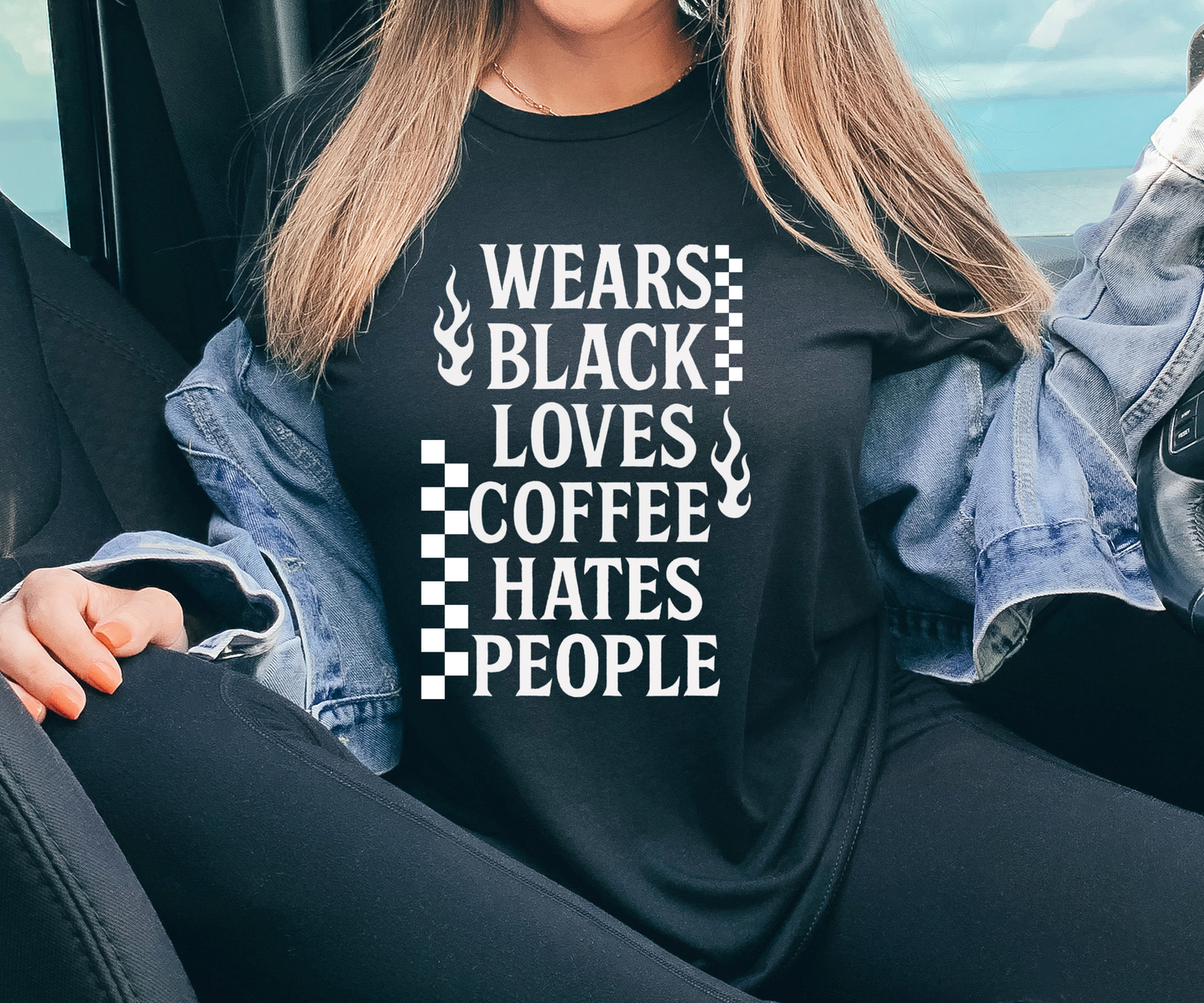 Wears black hates people | Printed
